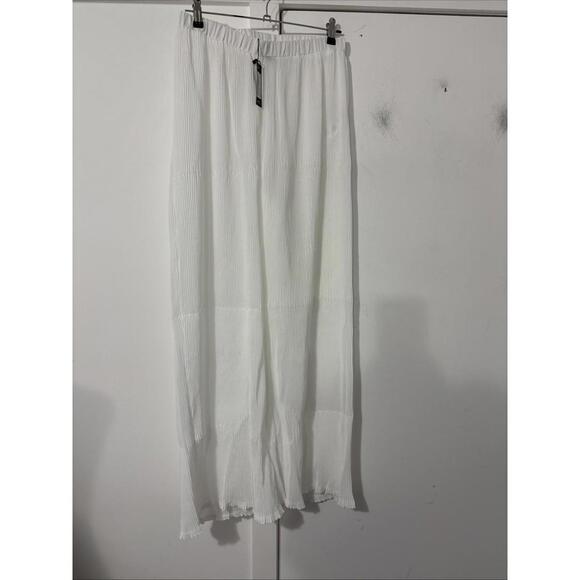PrettyLittleThing White High Waisted Wide Leg Pants - Size 8 New With Tags - Picture 1 of 9